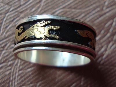 Tibetan Handmade Ring Tibetan Dragon Spinning Ring