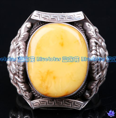 Tibetan Handmade Ring Tibetan Mila Amber Ring