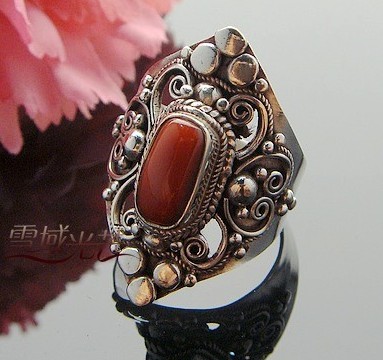 Tibetan Handmade Ring Tibetan Sterling Silver Coral Ring