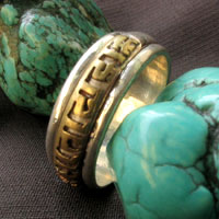 Tibetan Handmade Ring Tibetan Sterling Silver OM Spinning Ring