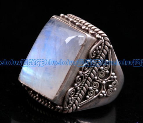Tibetan Handmade Sterling Silver Moonstone Finger Ring