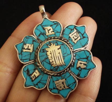 Tibetan Kalachakra Pendant Handmade Buddhist Pendant