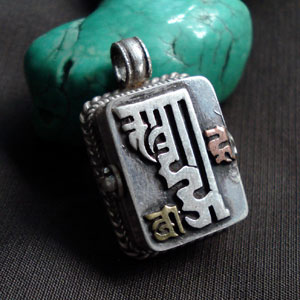 Tibetan Kalachakra symbol Prayer Box Handmade Tibetan Pendant