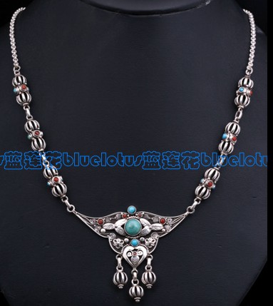 Tibetan Necklace Handmade Tibetan Old Silver Necklace - Dorje