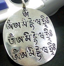 Tibetan OM Mantra Pendant Sterling Silver Pendant