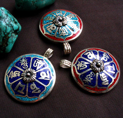 Tibetan Pendant Handmade Tibetan Stirling Silver Pendant
