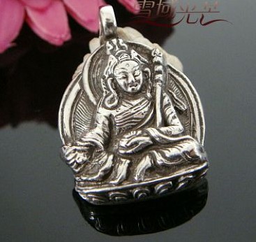 Tibetan Sterling Buddha Amulet Pendant - Padmasambhava