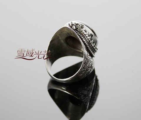 Tibetan Sterling Silver Ring Handmade Onyx Ring