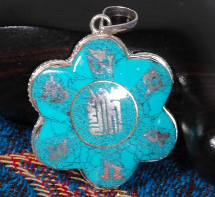 Tibetan Tibetan Turquoise OM Mantra Pendant Klachakra Pendant