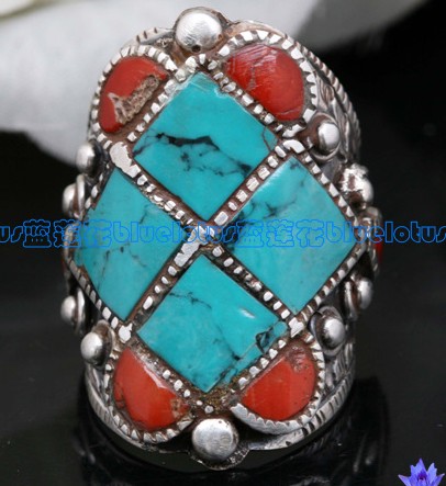 Tibetan Turquise Endless Knot Ring Handmade Tibetan Ring