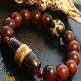 12MM Bloodstone Beads DZI Bead Bracelet