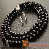 Nepalese 8MM Calcedoine noir Buddhist Prayer Malas