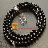 Nepalese 8MM Calcedoine noir Buddhist Prayer Malas