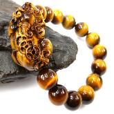 Handmade 12MM Tiger Eyes Pixiu Wrist Malas Bracelet