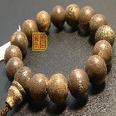 Tibetan Handmade 14MM Tiger Agarwood Mala Beads Bracelet