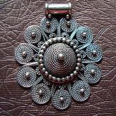 Handmade Nepal Tibetan Big Sterling Silver Pendant