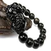 Handmade Obsidian Tibetan Pixiu Wrist Malas Bracelet