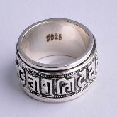 Handmade Sterling Silver Ring Tibetan OM Mantra Spinning Ring
