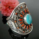 Handmade Tibetan Coral Turquoise Bracelet