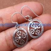 Handmade Tibetan Earrings Coral Sterling Silver Dorje Earrings