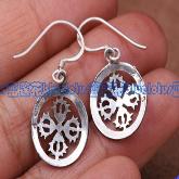 Handmade Tibetan Earrings Coral Sterling Silver Dorje Earrings