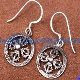 Handmade Tibetan Earrings Coral Sterling Silver Dorje Earrings