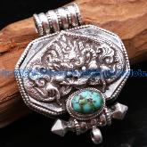 Handmade Tibetan Gau Box Pendant Tibetan Turquoise Prayer Box Pendant