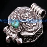 Handmade Tibetan Gau Box Pendant Tibetan Turquoise Prayer Box Pendant