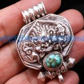 Handmade Tibetan Gau Box Pendant Tibetan Turquoise Prayer Box Pendant