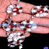 Handmade Tibetan Jewelry Coral & Shell Sterling Silver Necklace