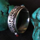 Handmade Tibetan Jewelry Sterling Silver Nepalese OM Mantra Ring