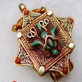 Handmade Tibetan Jewelry Turquoise Ghau Prayer Box Pendant