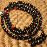 Handmade Tibetan Malas Calcedoine Noir Lotus Buddhism Beads