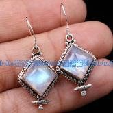 Handmade Tibetan Moonstone Sterling Silver Earrings