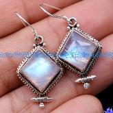 Handmade Tibetan Moonstone Sterling Silver Earrings