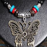Handmade Tibetan Necklace Tibetan Leather Butterfly Necklace