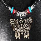 Handmade Tibetan Necklace Tibetan Leather Butterfly Necklace