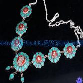 Handmade Tibetan OM Mantra Necklace Tibetan Turquoise Necklace