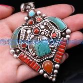 Handmade Tibetan Pendant Tibetan Turquoise Coral Mila Pendant