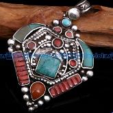 Handmade Tibetan Pendant Tibetan Turquoise Coral Mila Pendant