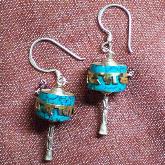 Handmade Tibetan Prayer Wheel Earrings