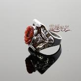 Handmade Tibetan Ring Sterling Silver Red Coral Garnesh Ring