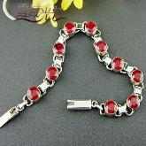 Handmade Tibetan Ruby Sterling Silver Tibetan Bracelet