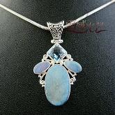 Handmade Tibetan Sterling Silver Blue Agate Pendant