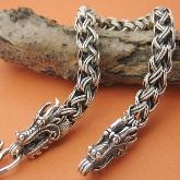 Handmade Tibetan Sterling Silver Bracelet - Dragon