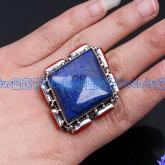 Handmade Tibetan Sterling Silver Lapis Lazuli Coral Ring