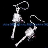 Handmade Tibetan Sterling Silver Prayer Wheel Earrings