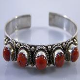 Handmade Tibetan Jewelry Sterling Silver Red Coral Bracelet
