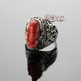 Handmade Tibetan Sterling Silver Red Coral Garnesh Ring