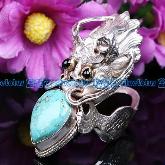 Handmade Tibetan Sterling Silver Ring Turquoise Dragon Ring